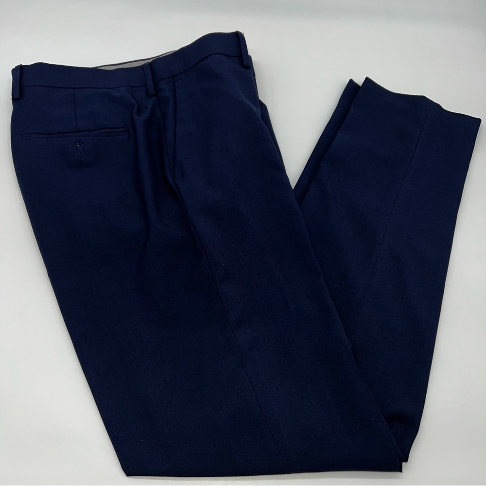 Haggar Men's Dark Blue Slim Fit Premium Stress Dress Pants-Size 32 X 32